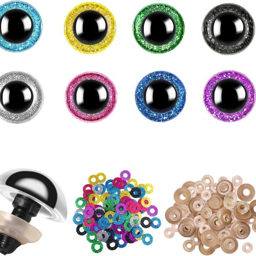 160pcs 12mm Safety Eyes for Amigurumi Glitter Plastic Safety Eyes for Crochet with Washers Craft Crochet Eyes Doll Eyes for Plush Stuffed Animals DIY Halloween Decorations(12mm Colorful)
