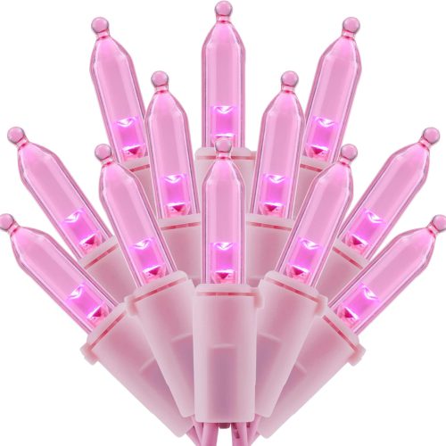 200 Pink LED Christmas Lights with Pink Wire, Pack of 2 Sets 33 ft 100 Count UL Certified Commercial Grade String Light