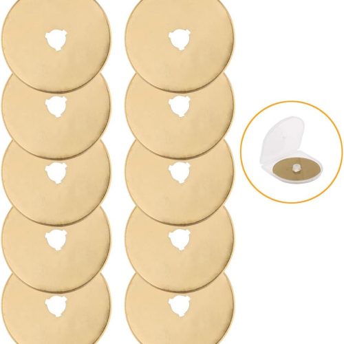 AUTOTOOLHOME Titanium Rotary Cutter Blades 60mm 10 Pack Replacement Quilting Scrapbooking Sewing Arts Crafts Farbric Paper Cutting Tool