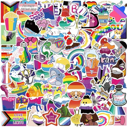 Pride Stickers, 200 PCS Mixed All Kind of LGBTQ+ Stickers Bulk for Trans Bi Lesbian LGBTQ Gay Pride Stuff Accessories Celebration Parades Home Decor Party Supplies Festivals