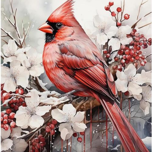 1 Reivworl Cardinal Paint by Numbers Kit for Adults, Cardinal Paint by Number Kits on Canvas, Acrylic Painting by Numbers for Gifts and Home Decor 16x20 Inch