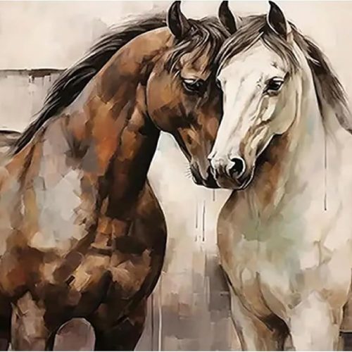 MOMDEDP Diamond Art Kits for Adults, Horse Diamond Painting Kits for Adults Beginners, DIY 5D Horse Diamond Painting with Round Gem Art Kits for Adults for Gift Home Wall Decor 12x16 Inch
