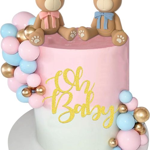 Gender Reveal Bear Cake Toppers Bear Balls Cake Decorations for Boy Girl Baby Shower Gender Reveal Birthday Party Decorations (Gender Reveal)