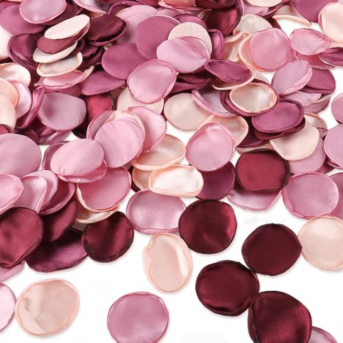 1 DEEMEI 400pcs Silk Rose Petals for Wedding Artificial Flower Petals Bulk for Basket Wedding Aisle Runner Bridal Shower Table Decor(Mix Burgundy)