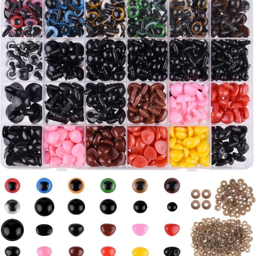 ASTARON 1028 Pcs Plastic Safety Eyes and Noses Kit with Washers for Doll Plush Animal Craft Making,Assorted Size