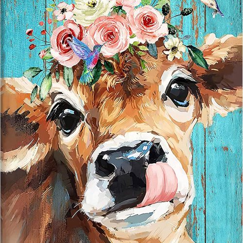 Diamond Painting Kits for Adults&Beginners DIY 5D Diamond Art Paint with Round Diamonds Full Drill Cow Gem Art Painting Kit for Home Wall Decor Gifts(12x16inch/30×40cm)