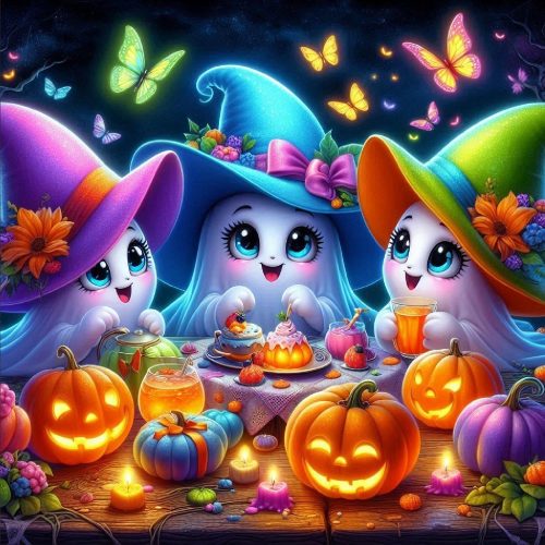 1 Fotasmua Halloween Diamond Painting Kits for Adults-Halloween Dinner DIY Diamond Art Kits, 5D Full Drill Diamond Dots Paintings with Diamonds Gem Art and Crafts Home Wall Decor 14x14 Inch