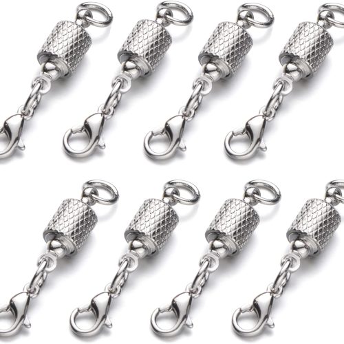 Zpsolution Locking Magnetic Clasps for Jewelry Easy Necklace Clasp 8PCS Silver