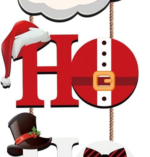Christmas Ho Ho Ho Santa Hanging Sign Rustic Wooden Wall Ornament Christmas Claus Door Sign Decorations for Front Door Porch Home Window Wall Farmhouse Indoor Outdoor Xmas Party