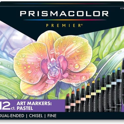 Prismacolor Premier Dual-Ended Art Markers Chisel and Fine Tips Pastel Colors 12 Count Set Ideal for Adult Coloring Books