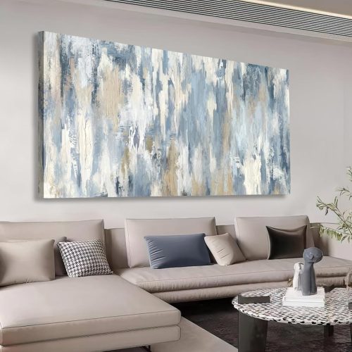 Shoci Large Abstract Wall Art - Gray Blue Beige Canvas Pictures for Living Room Contemporary Painting Prints Decor Modern Graffiti Artwork Wall Art for Bedroom Home Office Decoration 20" X 40"