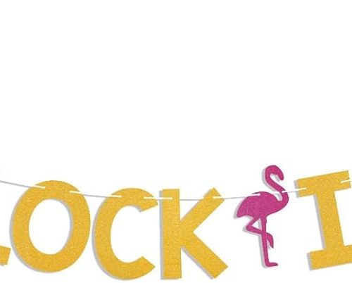 Oh Flock I'm 50 Banner - Summer Beach Flamingo 50th Birthday Decor, Hawaiian Tropical Luau 50th Birthday Party Decoratyions Gold Glitter