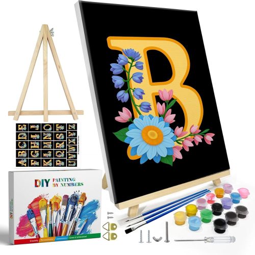 JOOZ Forest Paint by Numbers Kit for Adults with Frame, Adult Paint by Number Kits with Easel, DIY Abstract Forest Landscape Oil Painting Kit for Home Wall Decor 8x12 Inch