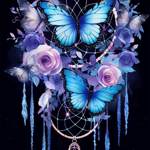 Dream Catcher 5D Diamond Art Kits, Butterfly Diamond Painting Kits for Adults Beginners, DIY Full Round Drill Paint by Diamond Gem Art, Home Wall Decor 12 x 16 Inch