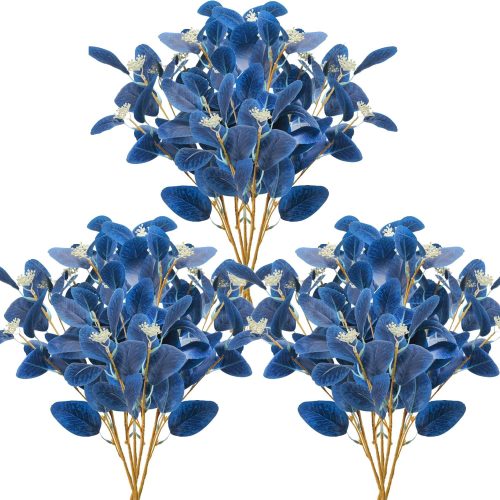 GTIDEA 15PCS Artificial Blue Eucalyptus Stems Faux Greenery Stems with Seeds Blue Eucalyptus Leaves Fake Plants for Summer Floral Arrangement Home Indoor Vase Kitchen Wedding Party Decor (20.5")