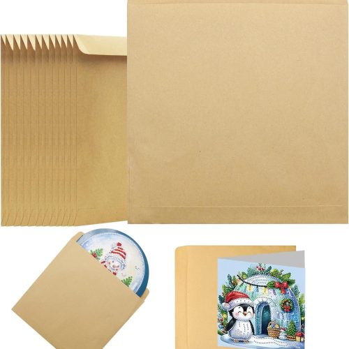 KJMYYXGS 12 Pcs Envelopes for Christmas Diamond Painting Art Greeting Cards Round Drill Greeting Cards Diamond Painting Kits for Adults DIY(Only Envelopes)