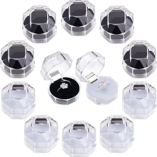 CHGCRAFT 40Pcs 2Colors Transparent Plastic Ring Boxes Crystal Earrings Jewelry Storage Boxes with Foam for Storing Rings Jewelry Earrings Wedding Proposal, 1.5×1.5 Inch