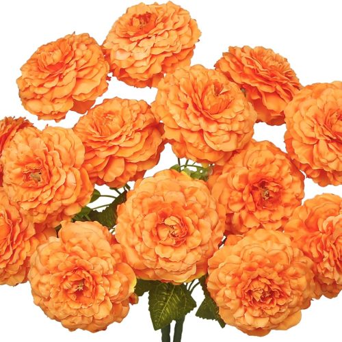 2 Pcs Artificial Flowers Zinnias Silk Flowers with Stems Orange Zinnia Elegans Artificial Flowers for Outdoors Floral Arrangements Table Centerpieces Wedding Party Home Spring Summer Fall Decor