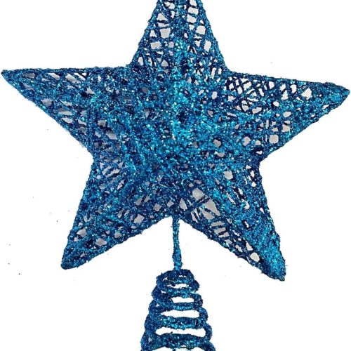 Metal Glittered Christmas Tree Topper Star Treetop Decoration for Christmas Home Decor(Blue)