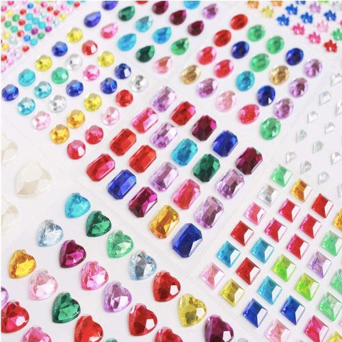 3800+ Gem Stickers: Rhinestone Jewels for Crafts - Self Adhesive, Multicolor, Assorted Size, 19 Sheets, 14 Big Gems, 5 Small Gems
