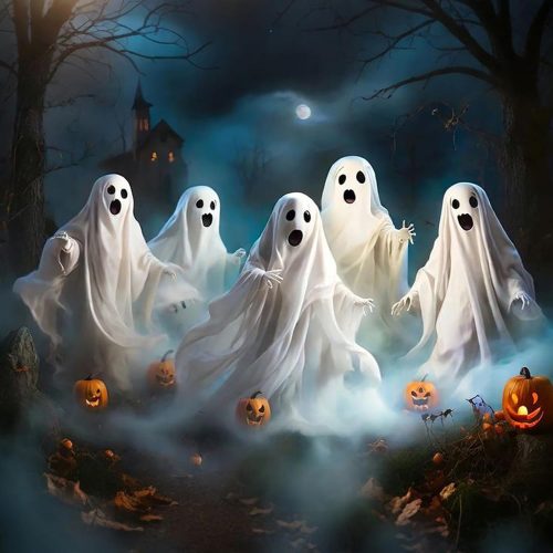 Halloween Diamond Art Kits for Adults, Ghost Diamond Painting Kit for Beginners, Pumpkin 5D DIY Round Full Drill Painting with Gem Art Craft Kits for Home Wall Decor 14x14 Inch