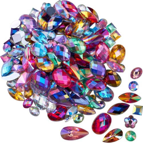 500 Pcs Mixed 10 Colors AB Colorful Gems Rhinestones for Crafting, Flatback Rhinestones Gemstones Jewels for Crafts Halloween Party Decorations Cosplay Pirate Face Eye Body Makeup Embellishments