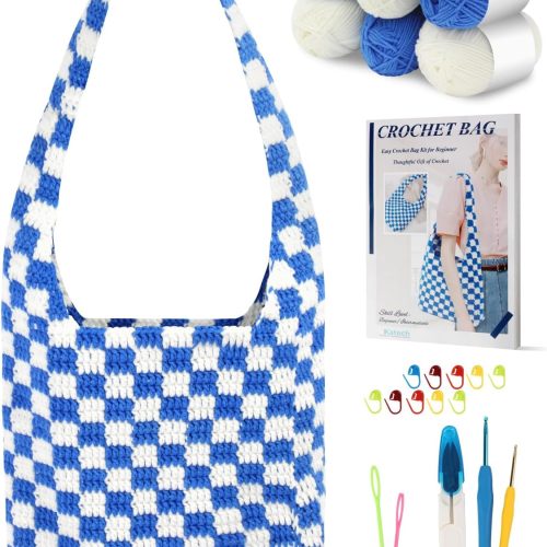 1 Katech Crochet Kit for Beginners - Adults & Kids - Learn to Crochet Tote Bag with Step-by-Step Tutorials - Crochet Starter Kit - Non-Foldable