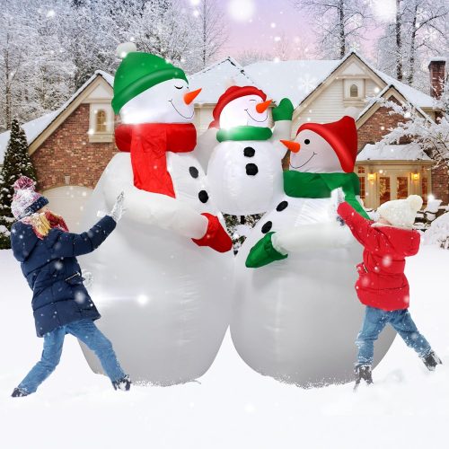 1 5 Feet Tall Inflatable Christmas Snowman Family Set Outdoor Holiday Decoration with LED Lights Perfect for Lawn Garden Entrance Christmas Party Joyful Atmosphere Family
