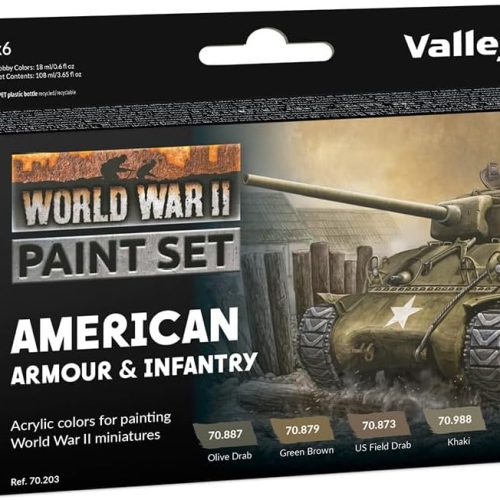 1 Vallejo - WWII American Armour & Infantry Model Color Paint Set | Historic US Military Shades | Brush & Airbrush Compatible Acrylic Colors | Pro Modeler Collection | 6 bottles x 18 ml. (0.6 fl.oz)