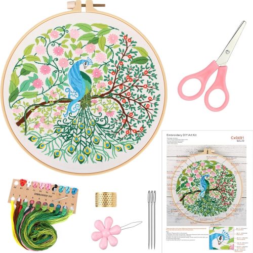 1 MUFEKUM Embroidery Kit for Beginners, Embroidery Starter Kit with Pattern and Instructions, Embroidery Hoop, Cloth, Threads, Scissors, Needles, Cross Stitch Kits Needlepoint Kits for Adults