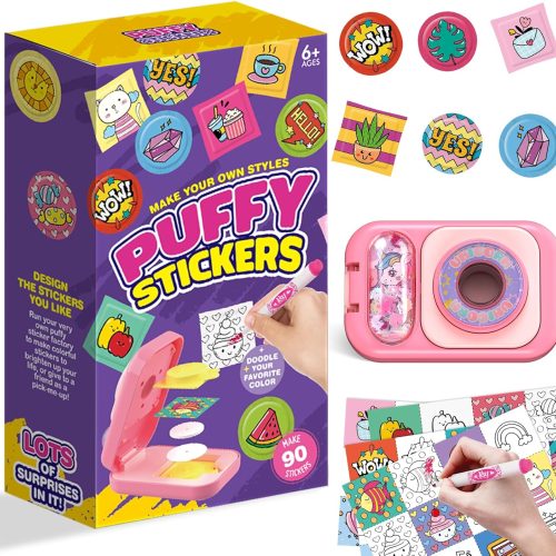 1 Puffy Sticker Maker Kit for Kids - Make Your Own 3D Stickers Ages 6-10 - Create DIY Craft Machine Unicorn Arts and Crafts Kits for Girls & Boys (60 Stickers)