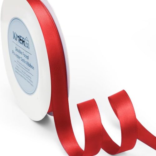 1 5/8 inch x 50 Yards Double Faced Polyester Red Satin Ribbon, Perfect for Gift Wrapping Very Suitable for Weddings Party Hair Bow Invitation Decorations and More