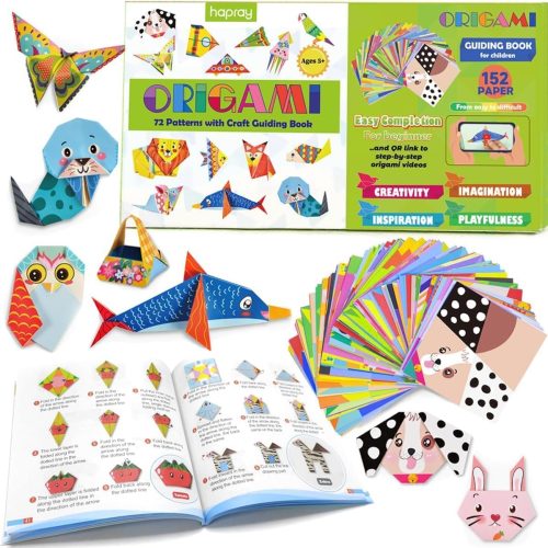 1 hapray Origami Kit for Kids Ages 5-8 8-12, with Guiding Book, 152 Paper with 72 Patterns, DIY Art and Craft Projects, Beginners Children's Day Gift Boy Girl