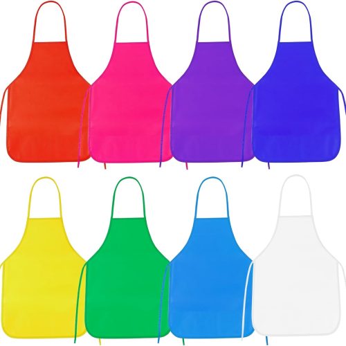 1 PLULON 8 Pcs Kids Apron Painting Aprons, Kids Aprons for Painting Art Apron Smocks Bulk for Art Activity Craft Home Kitchen Classroom Party Supplies