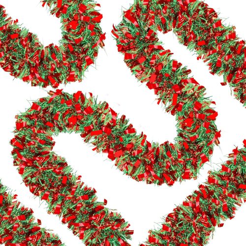 1 50 Ft Christmas Tinsel Garland Thick Tinsel Garland Xmas Tree Decorations Metallic Tinsel Twist Garland for Christmas, Birthday, Party Decor Indoor Outdoor Party Supplies