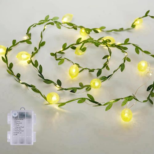 1 Lemon Decor String Lights Battery Operated Light String 10FT 30LEDs Lemon Vine String Lights Leaves Fairy Lights for Bedroom Birthday Garden Party Decorations (8mode)