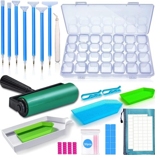 1 inifus 70 PCS 5D Diamond Painting Tools,Diamond Painting Accessories Kit with Diamond Embroidery Box and Diamond Painting Roller for Adults