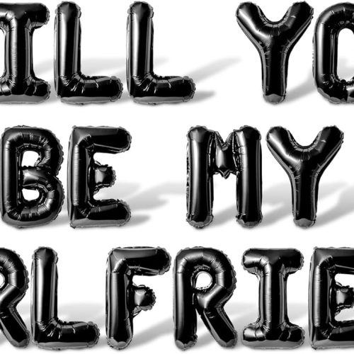 1 Letter Balloons - WILL YOU BE MY GIRLFRIEND 16" Inch Alphabet Letters Foil Mylar Balloon Valentines Day Banner (Black)