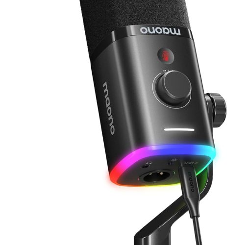 1 USB/XLR Dynamic Microphone for Gaming Streaming,Computer PC Microphone with Software-RGB, Mute Button, 48kHz/24bit Podcasting Desktop Mic for YouTube Video Recording PD100X