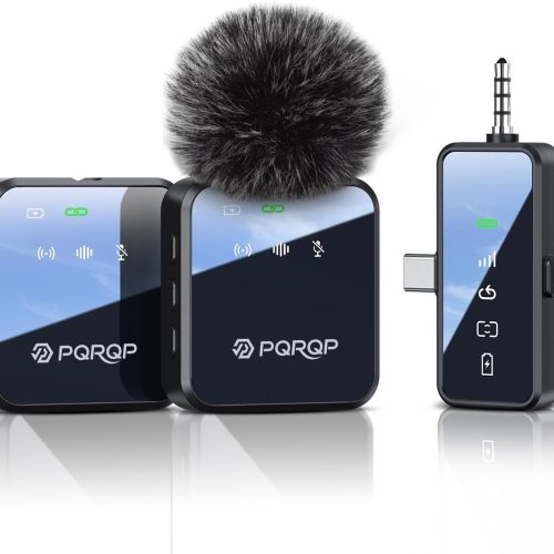 1 3 in 1 Microphone for iPhone/Android/Camera, Wireless Microphones, 328ft Transmission, 18H Battery Life, Mini Microphone for Record Interview, Vlogs, Tiktok
