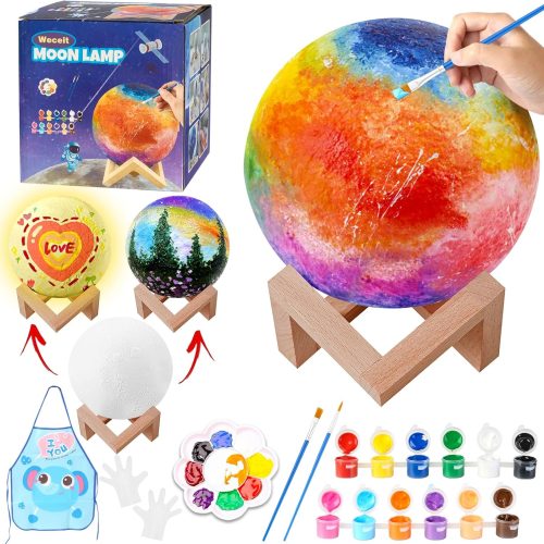 1 Paint Your Own Moon Lamp Kit,DIY 3D Moon Light Cool Galaxy Lamp,Toys for Teens Boys Girls, Arts & Crafts Kit Art Supplies for Kids, Arts and Crafts for Kids Ages 8-12 Birthday Gifts