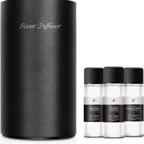 1 Waterless Essential Oil Diffuser Starter Kit - No Water Needed, Battery Operated Mini Scent Air Machine, Included 3x20ML Essential Oils, Portable Aromatherapy Diffuser for Home & Car & Office, Black
