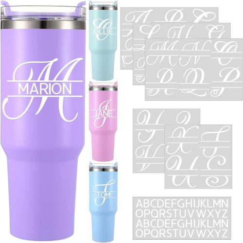 10 Sheets Personalized Split Letter Stickers for Water Bottles Christmas Crafts Waterproof Vinyl Name Decals for 30 40 oz Tumbler UV DTF Cup Wraps Custom Stickers for DIY Helmet Laptop(White)