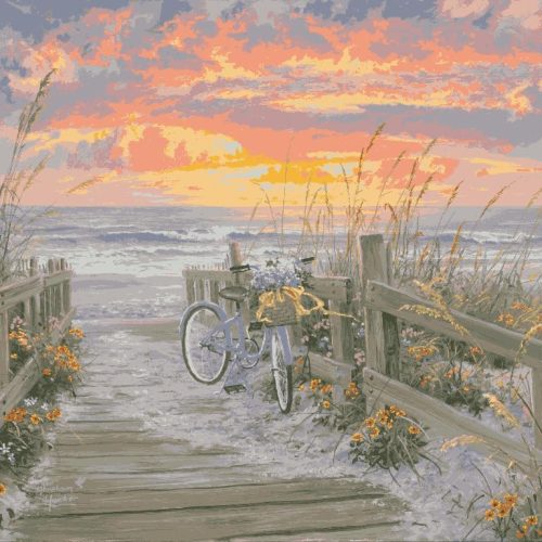 DIY Paint by Numbers Kit for Adults Unframed Canvas: Beginner to Advanced Paint by Numbers Kit Kits Include Acrylic Paint Set 4 Brushes & Tabletop Easel (Morning Ride 16" x 20" Unframed)
