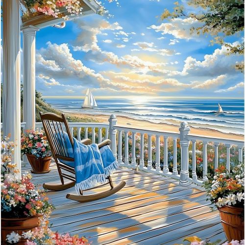 1 Landscape Paint by Numbers for Adult, Paint by Numbers Kit for Adults Beginners, DIY Beach Acrylic Painting on Canvas for Home Wall Art Decor 16x20Inch