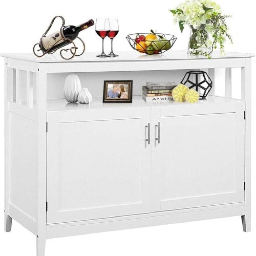Buffet Cabinet, Wooden Sideboard with 2 Doors, Adjustable Shelf, Accent Coffee Bar Cabinet, Kitchen Storage Cabinet for Living Room, Hallway