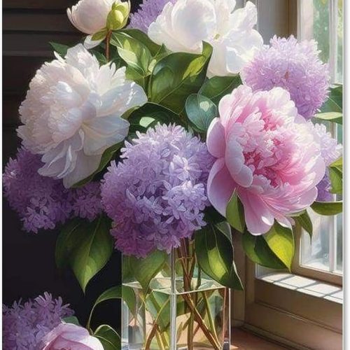 Purple Flower Stamped Cross Stitch Kits,11CT Cross Stitch Kits for Beginners,DIY Needlepoint Kits for Adults,Embroidery Patterns Dimensions Counted Cross Stitch Kits Art Crafts Kits for Home Decor