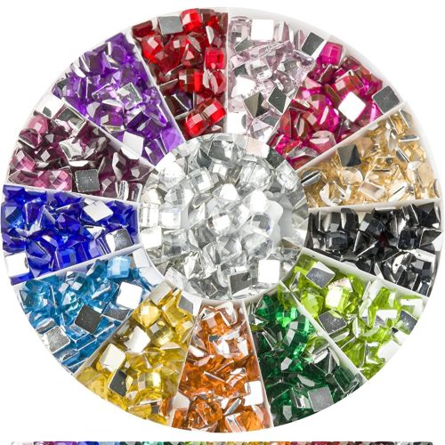 Rhinestones Diamond Painting Beads, Diamond Bead Art Diamond Painting Drills, Diamond Painting Accessories, Diamond Art Accessories and Tools, Rhinestones for Makeup, 20 Colors Square Bead, 4000PCS