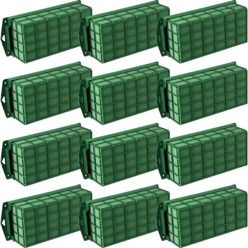12 Packs Floral Foam Cage Rectangle Flower Cage Holders with Floral Foam Flower Arrangement Supplies for Fresh Flowers, Home Wedding Decorations, 11.8 x 4.3 x 3.1 Inches