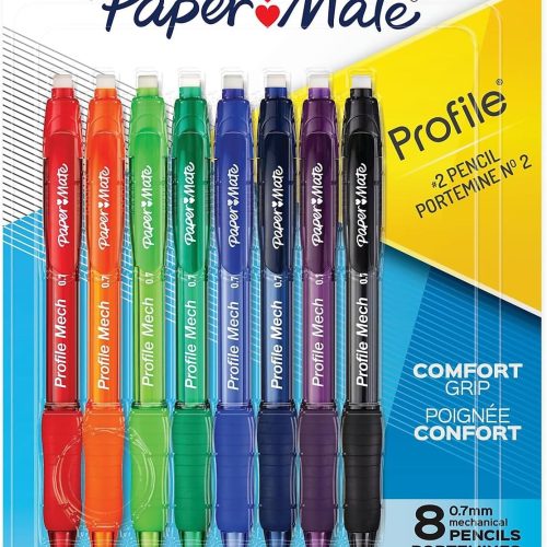 Paper Mate Profile Mech Mechanical Pencil 0.7mm #2 Pencil Lead Great for Office Supplies Classroom Supplies Drawing Pencils Sketching Pencils Assorted Barrel Colors 8 Count